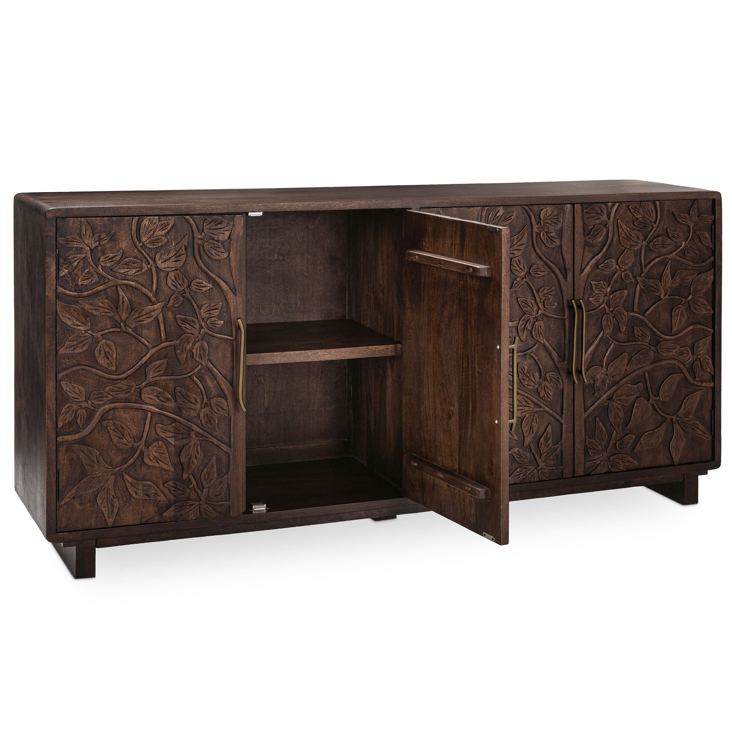 Classic Home Albero sideboard with doors open to show the storage interior.