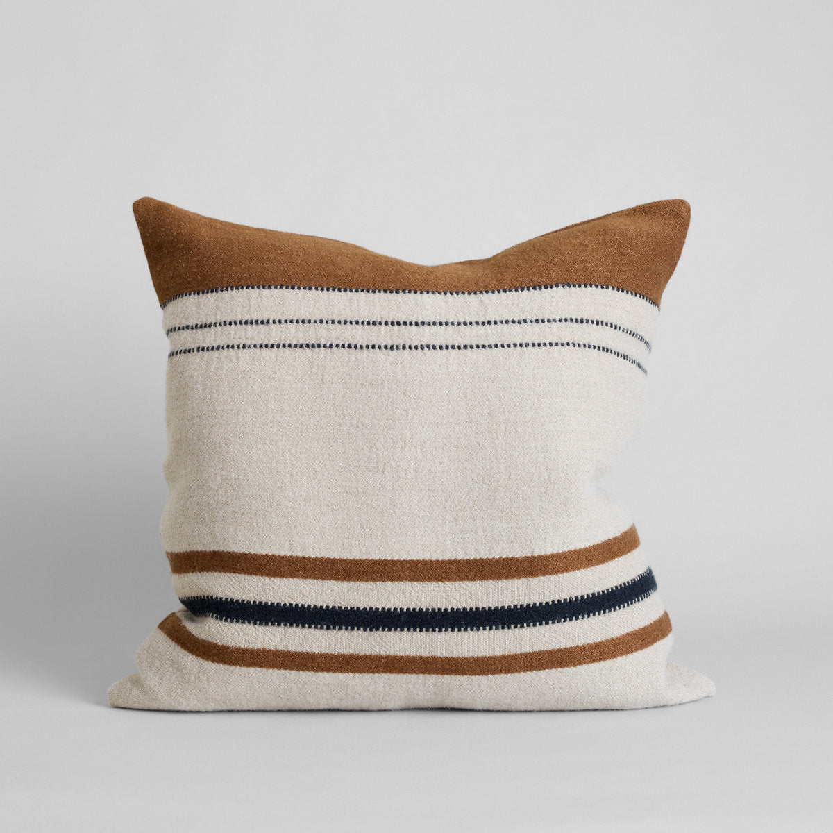 Foundry pillow cover in neutral Belgian linen and wool with subtle stripe texture.