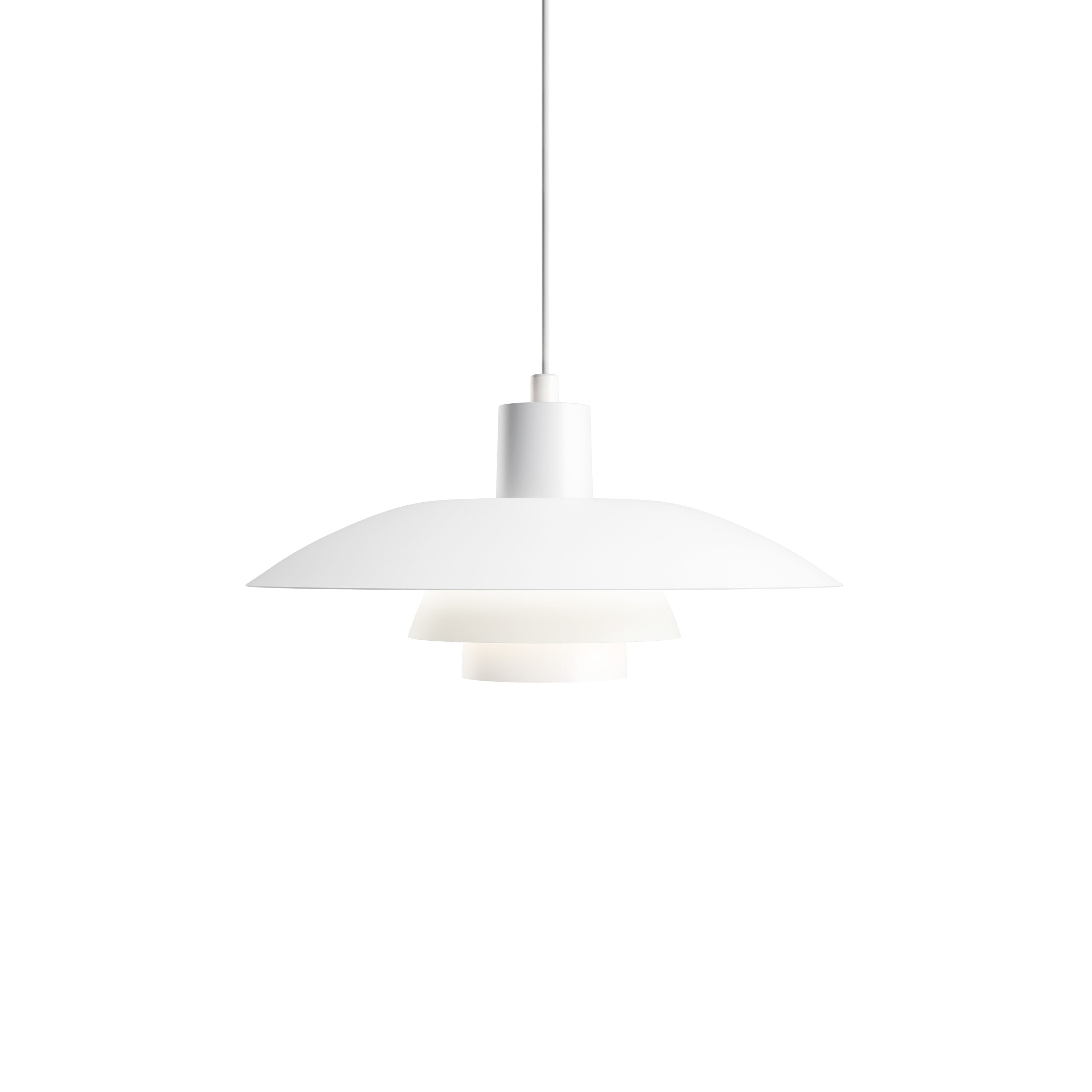 Louis Poulsen PH 4/3 pendant light with layered white shades.